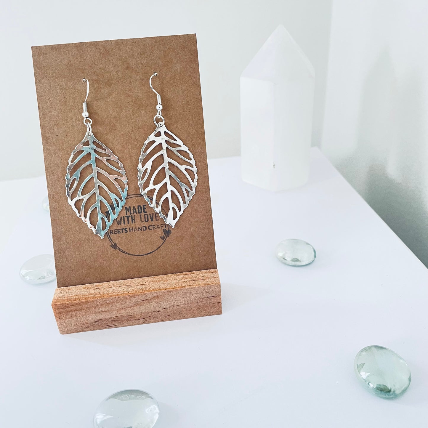 Large Silver Leaf Earrings