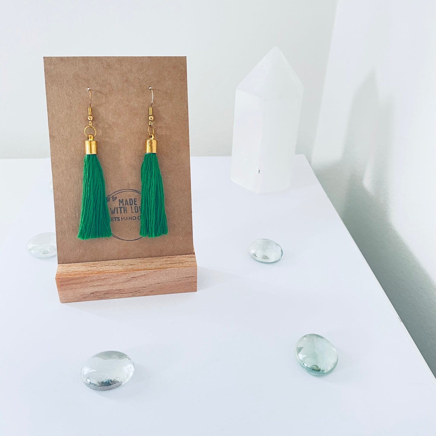 Green small Tassel earrings