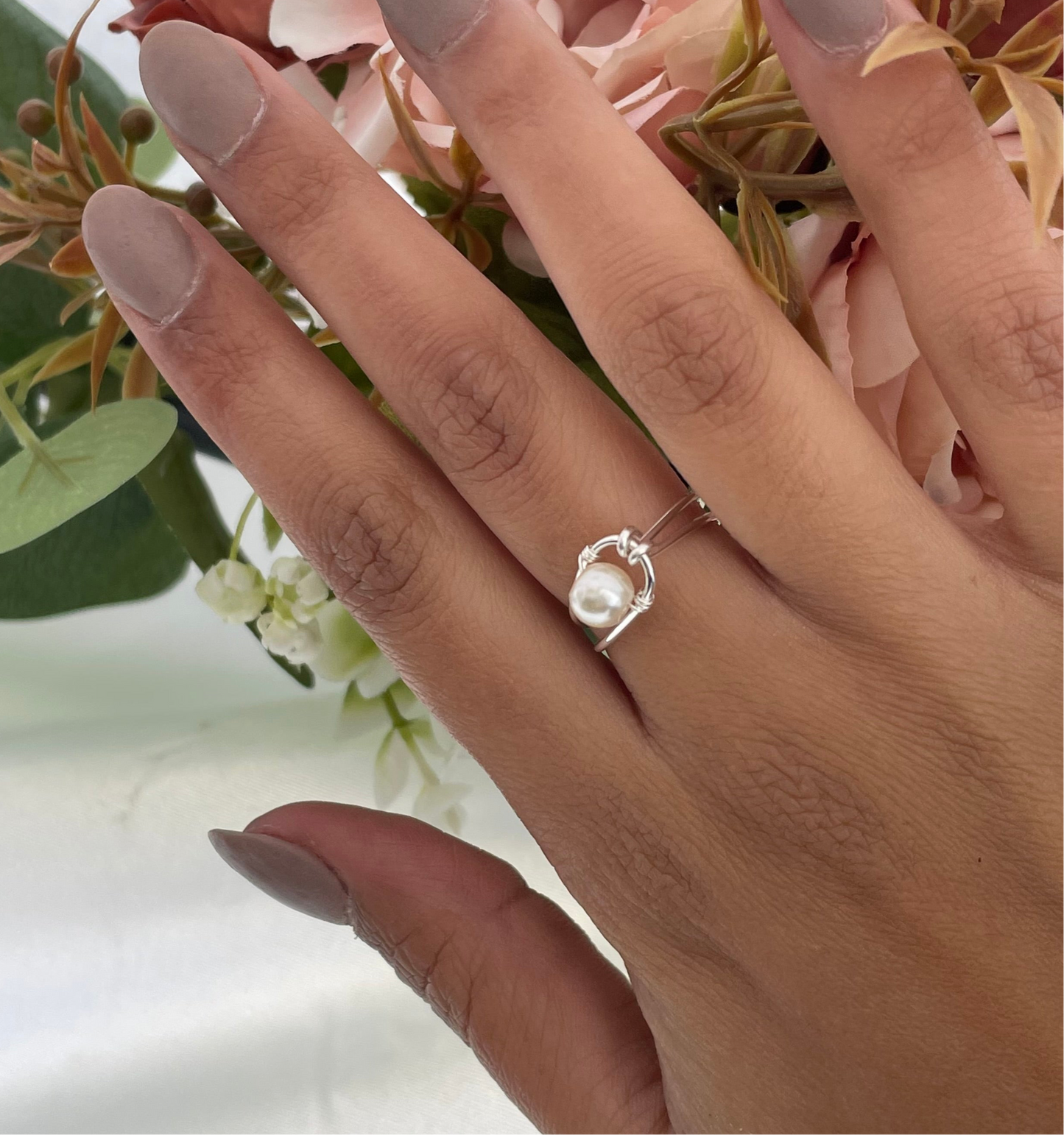 Wire Wrapped Pearl Ring
