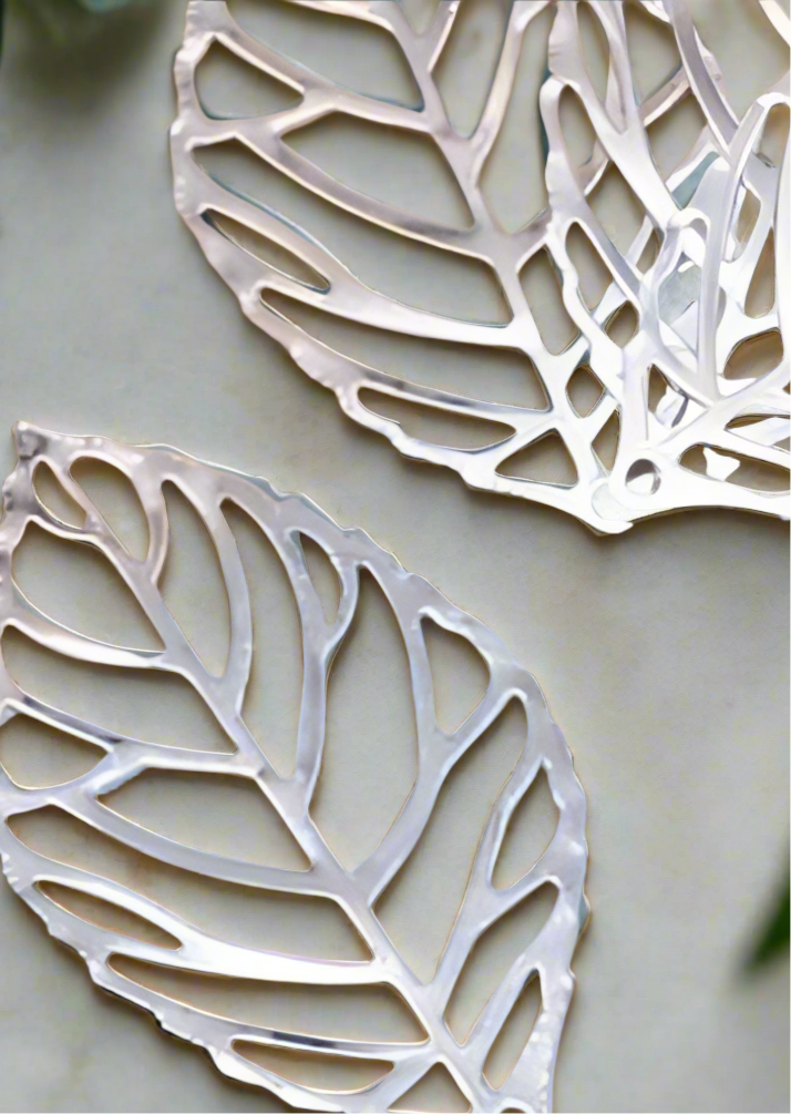 Large Silver Leaf Earrings