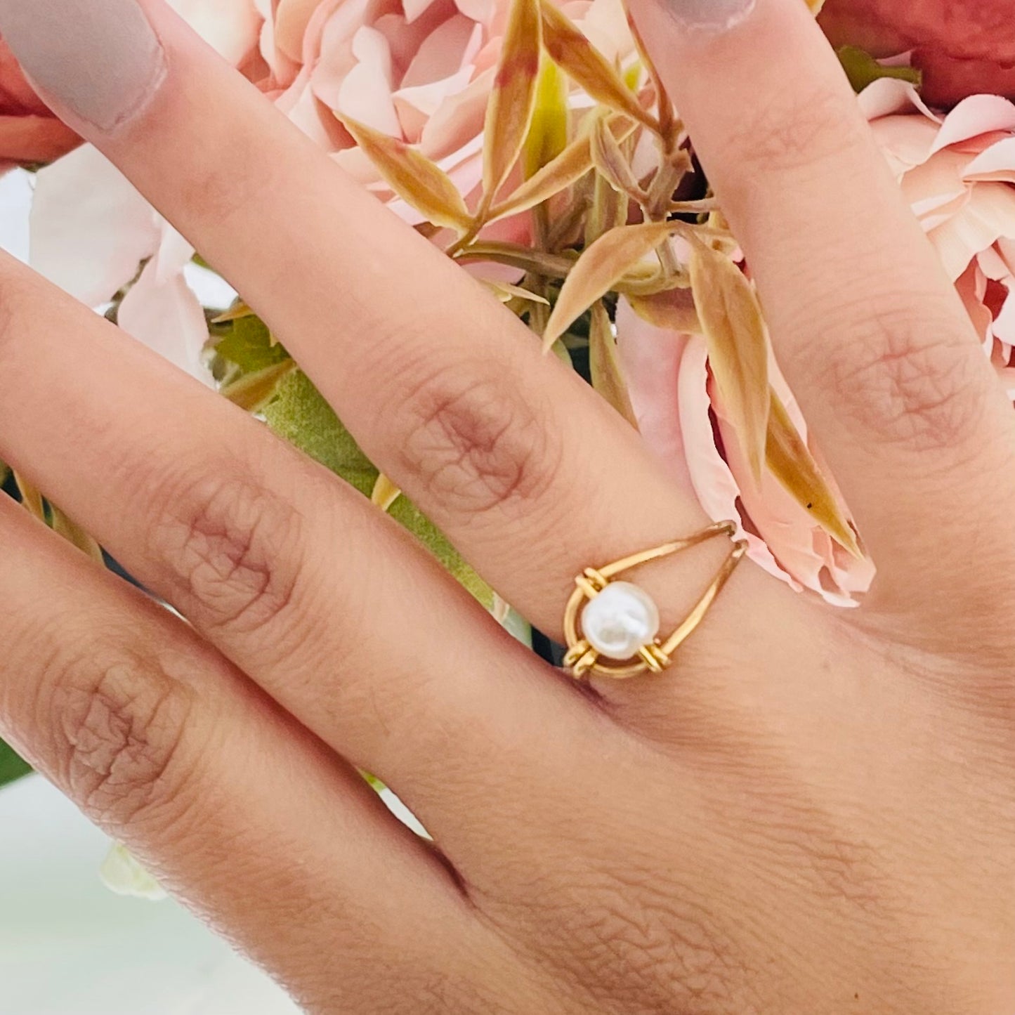 Wire Wrapped Pearl Ring