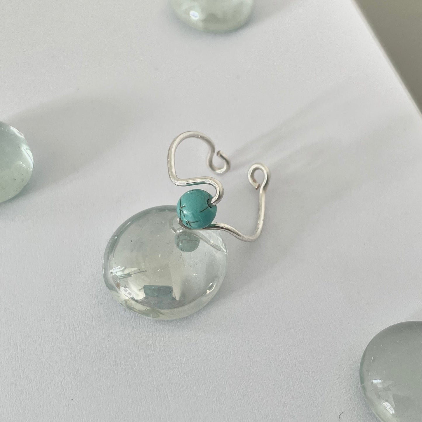 Wire wrapped adjustable Blue Turquoise Ring