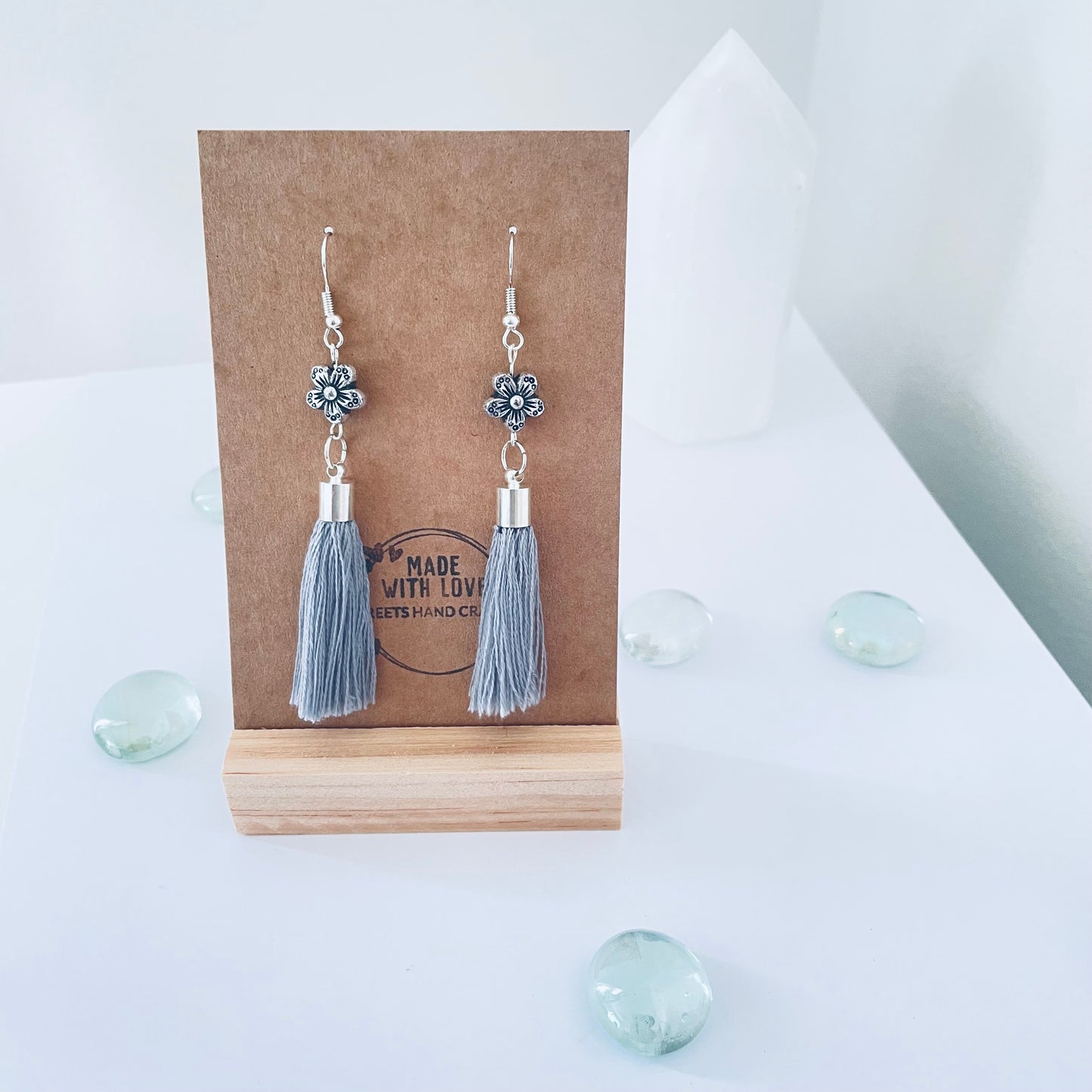 Flower tassel earrings