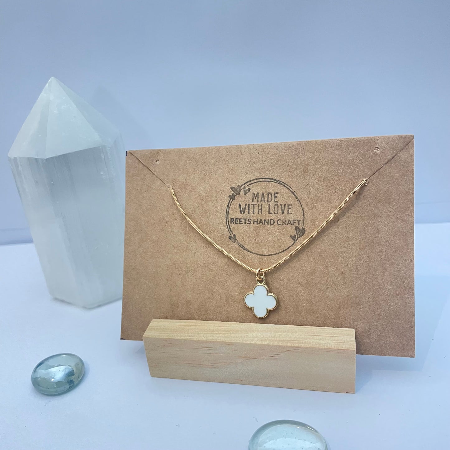 White Gold Four Leaf Clover Necklace
