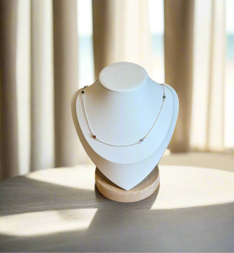 Dainty Sterling Silver Indian Agate Necklace