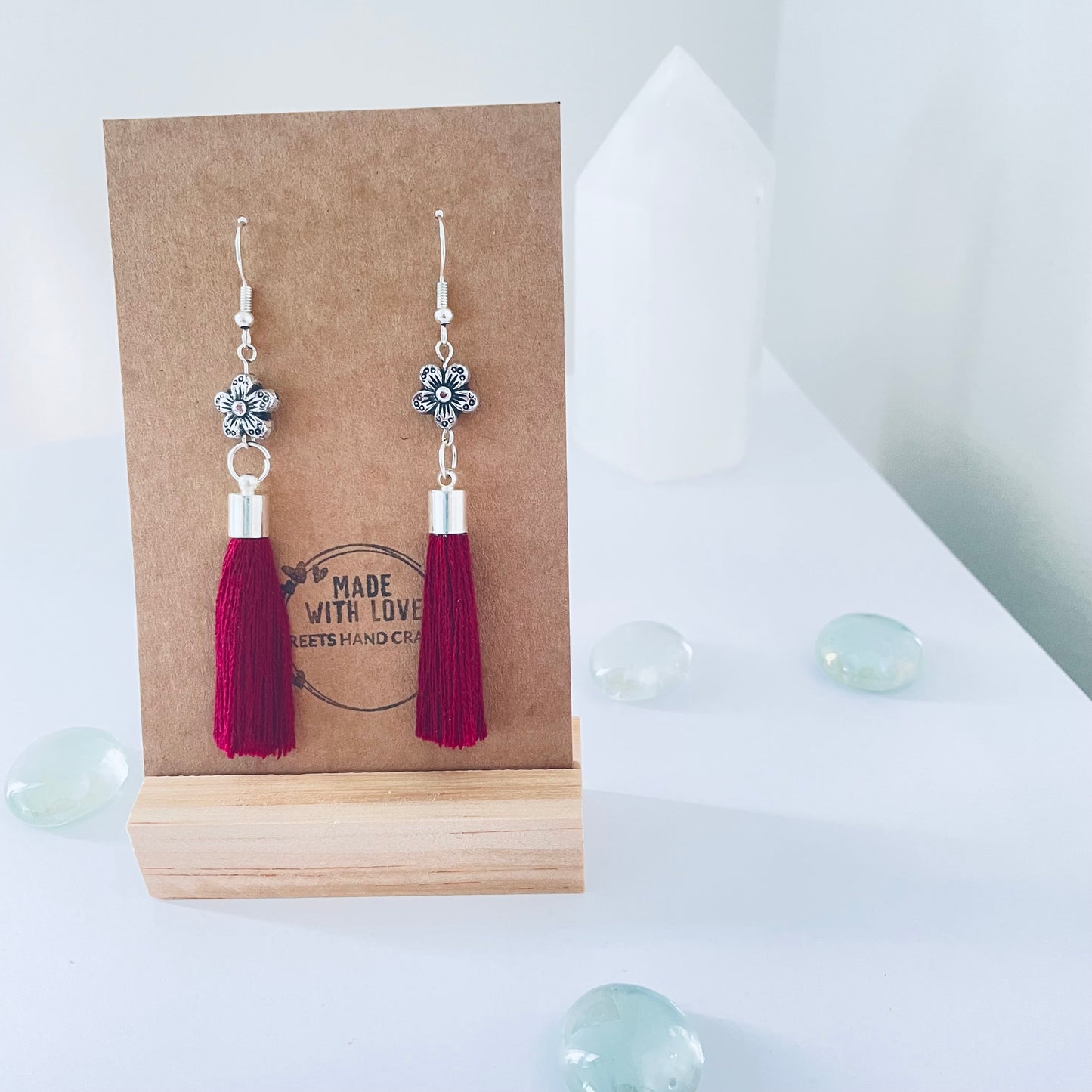 Flower tassel earrings