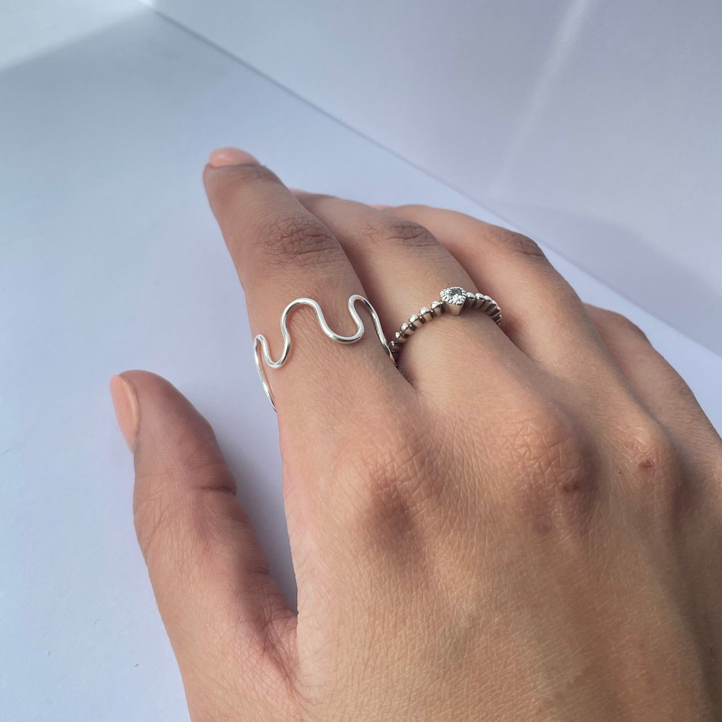 Silver Adjustable Wave Ring