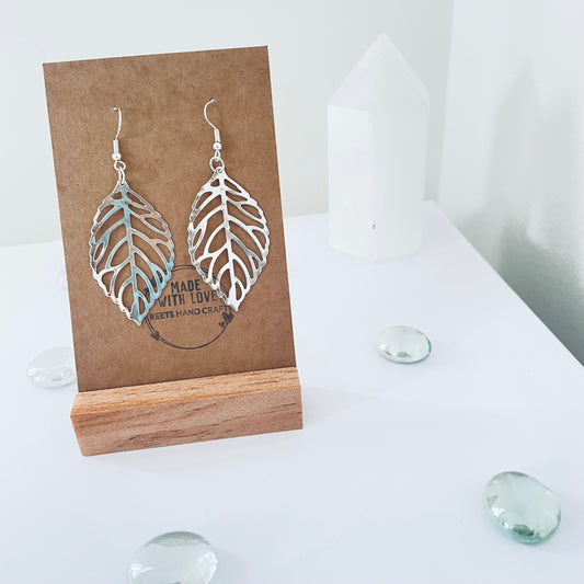 Large Silver Leaf Earrings
