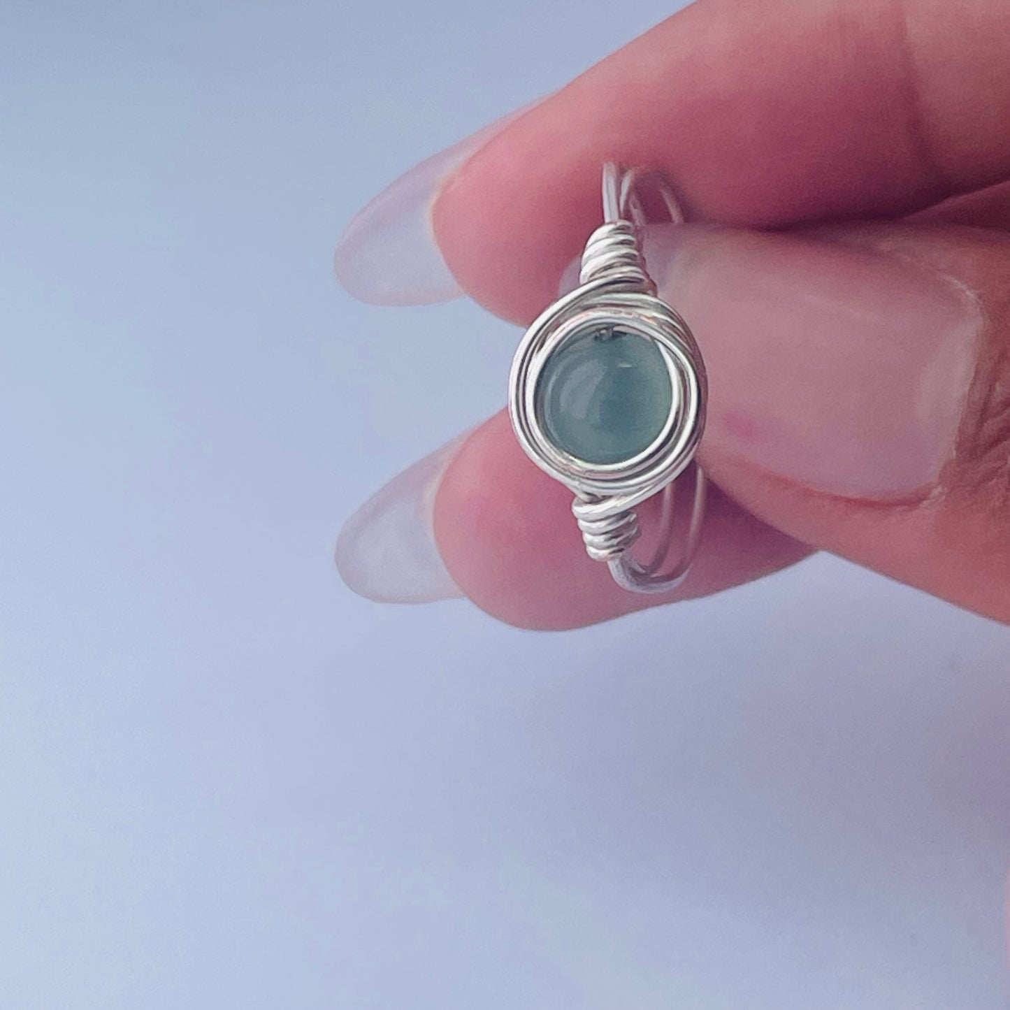 Wire wrapped Green aventurine ring