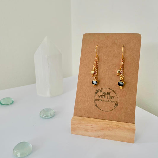 Gold dainty dangle wire wrapped earrings