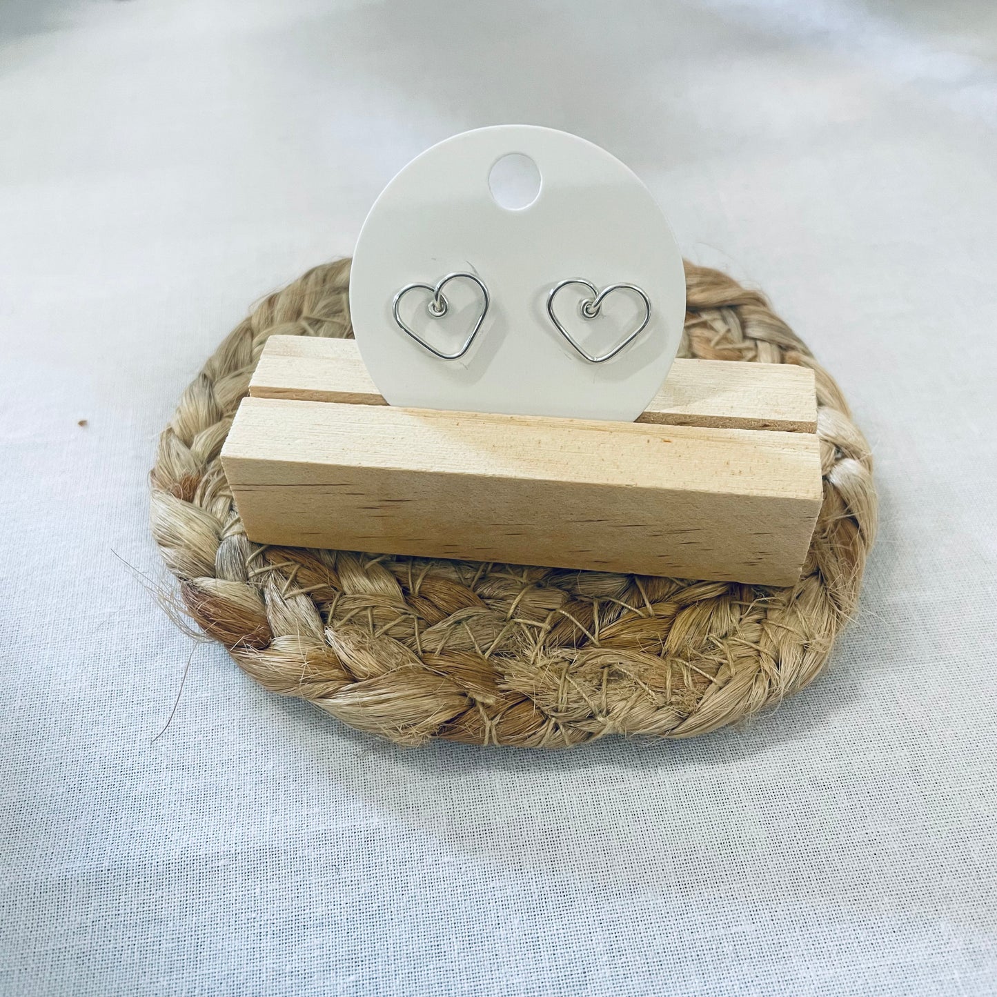 Argentium silver wire wrapped heart studs
