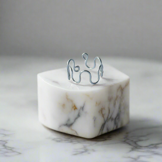 Silver Adjustable Wave Ring