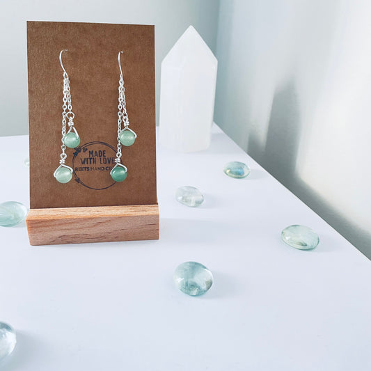 Green Aventurine Crystal dangle drop Earrings