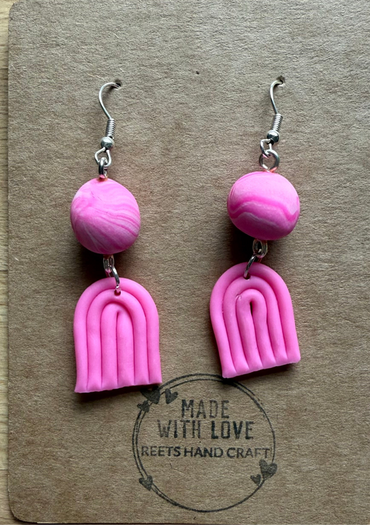 Pink polymer clay earrings
