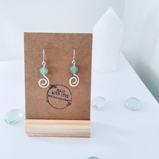 Sterling Silver Crystal swirl - Green Aventurine