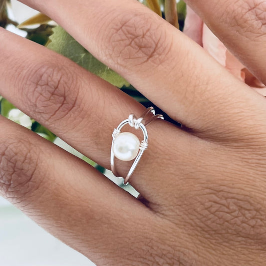Wire Wrapped Pearl Ring