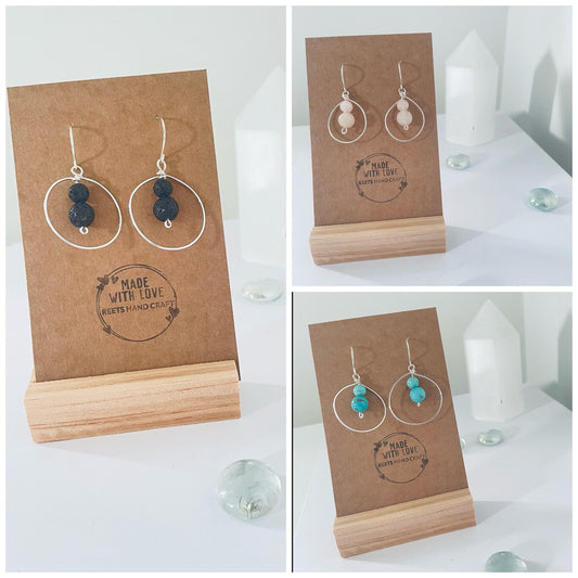 Circle Wire Wrapped Crystal Dangle Earrings