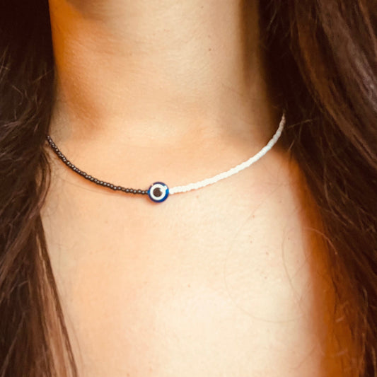 Evil Eye beaded choker necklace